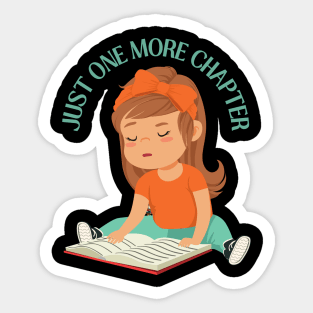 Little sister big sister reading book Just one more chapter I Love Books Bookoholic Sticker